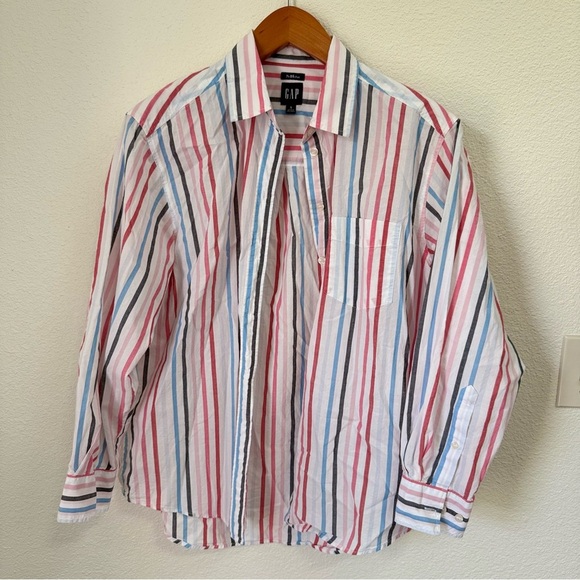 GAP Colorful Striped Relaxed Fit Long Sleeve Button Up Shirt Women’s Size Small - Picture 2 of 4